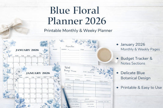 Editable Floral Calendar 2026/ Notes & Monthly Layout - The DesigNova